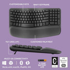 Logitech Wave Keys Ergonomic Keyboard Palm Rest Renewed