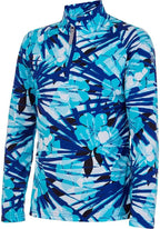 Spyder Surface Zip T-Neck Girl's Top Bahama Blue