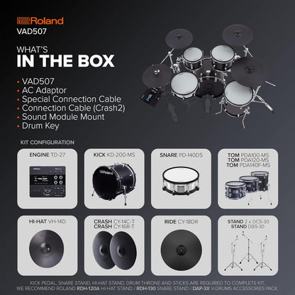 Roland VAD507 V-Drums Acoustic Design Electronic Drum Kit