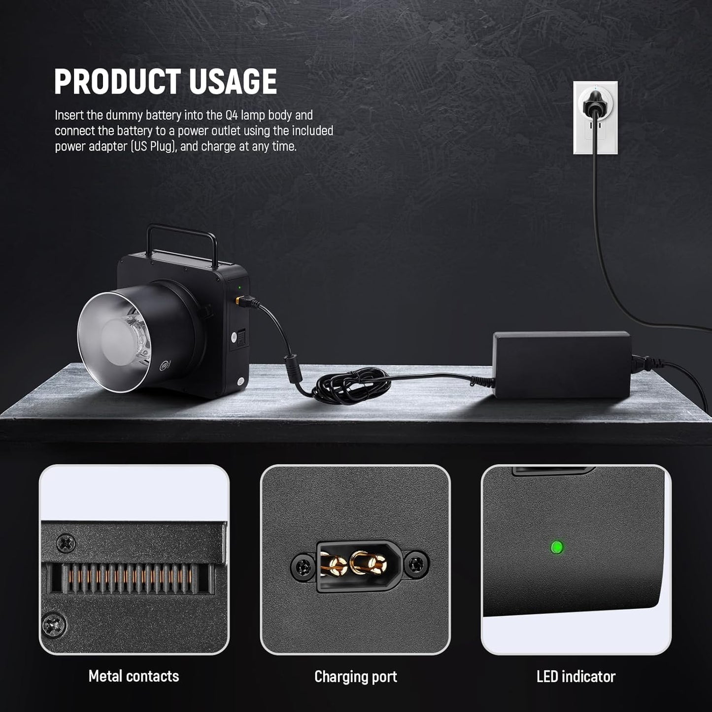 Neewer NT-Q4 Dummy Battery Kit for Q4 Strobe Flash