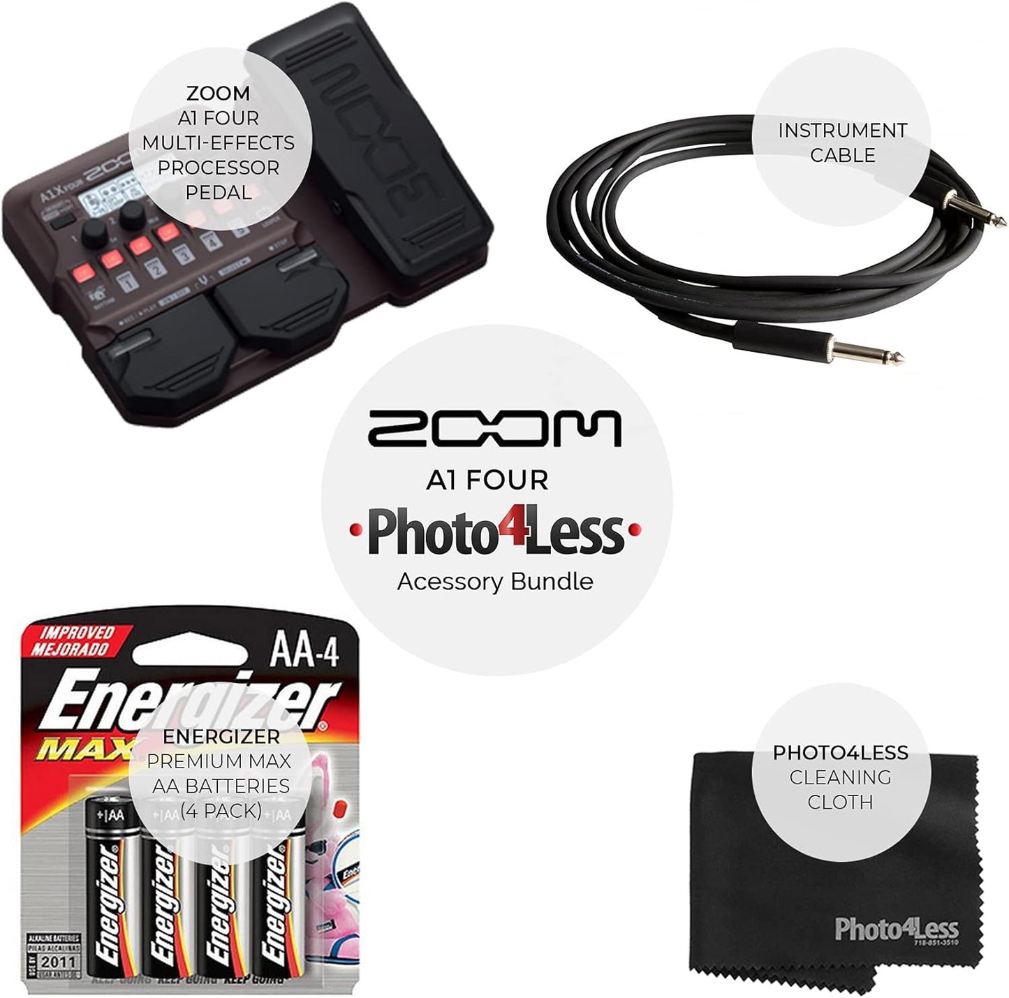 Zoom A1 FOUR Acoustic Multi-Effects Pedal Bundle