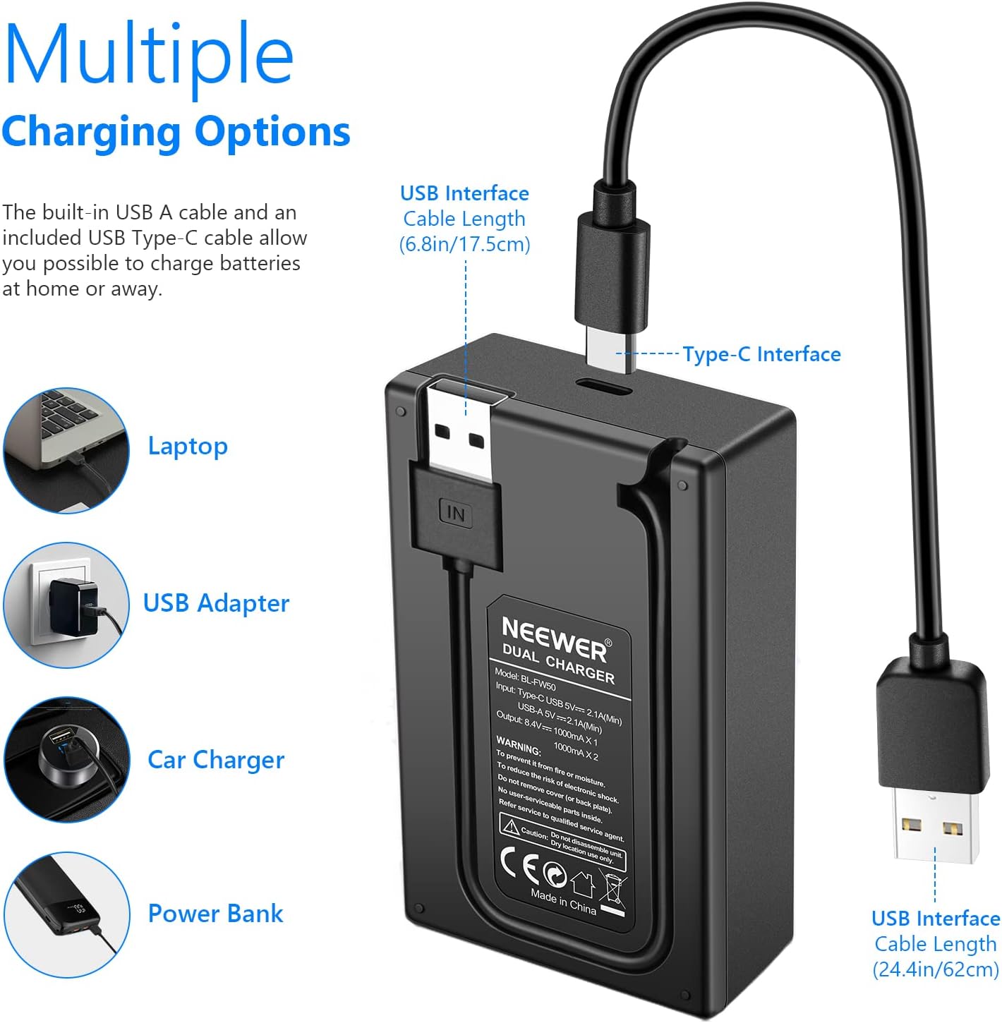 Neewer NP-FW50 Battery Charger Set Sony ZV-E10