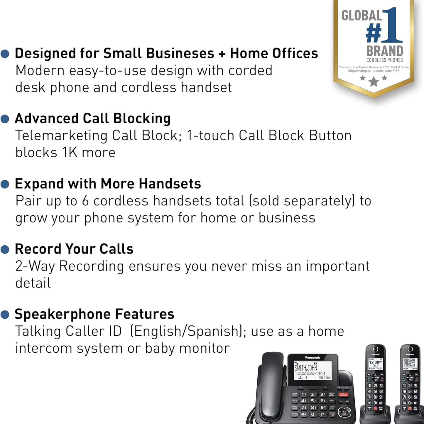 Panasonic KX-TGF852B Corded/Cordless Phone Call Block