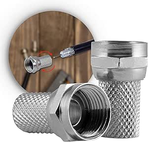 GE 33616 RG6 Twist-On F Connectors 2-Pack Coaxial Cable