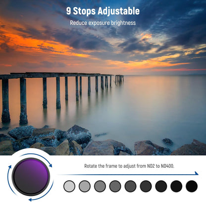 Neewer 10104785 77mm ND2-400 Variable Filter Kit