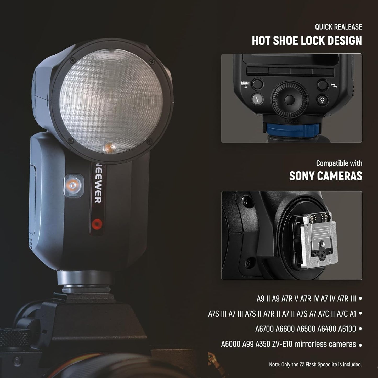 Neewer Z2-S Round Head Flash Speedlite for Sony