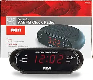 RCA RC205A Dual Wake AM/FM Clock Radio — main product image