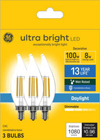 GE 93130036 Ultra Bright LED Candle Bulbs - 3 Pack