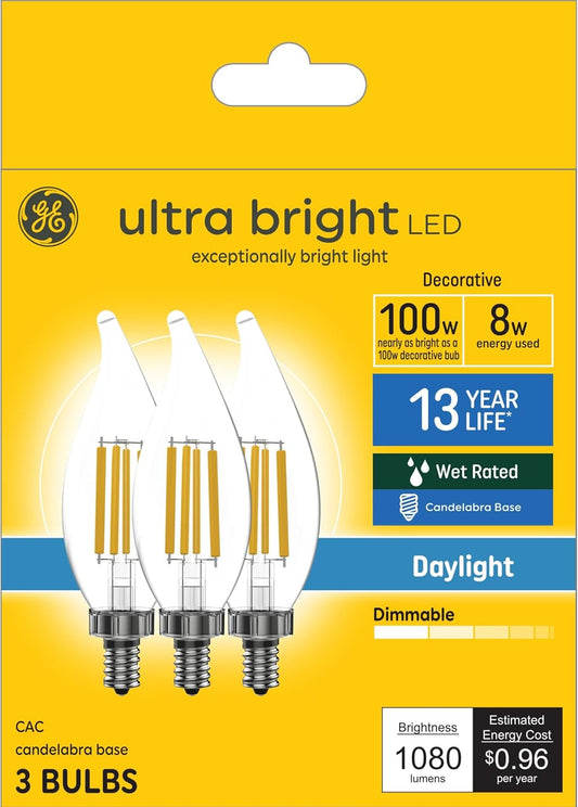 GE 93130036 Ultra Bright LED Candle Bulbs - 3 Pack