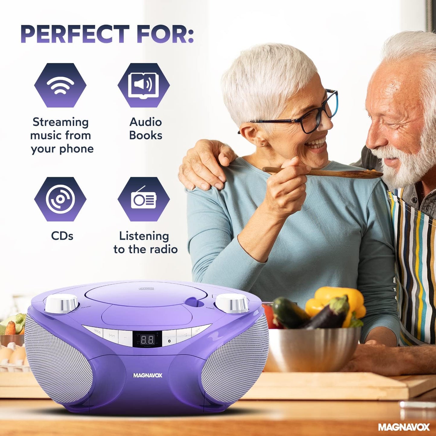 Magnavox MD6949 Portable CD Boombox Bluetooth Radio