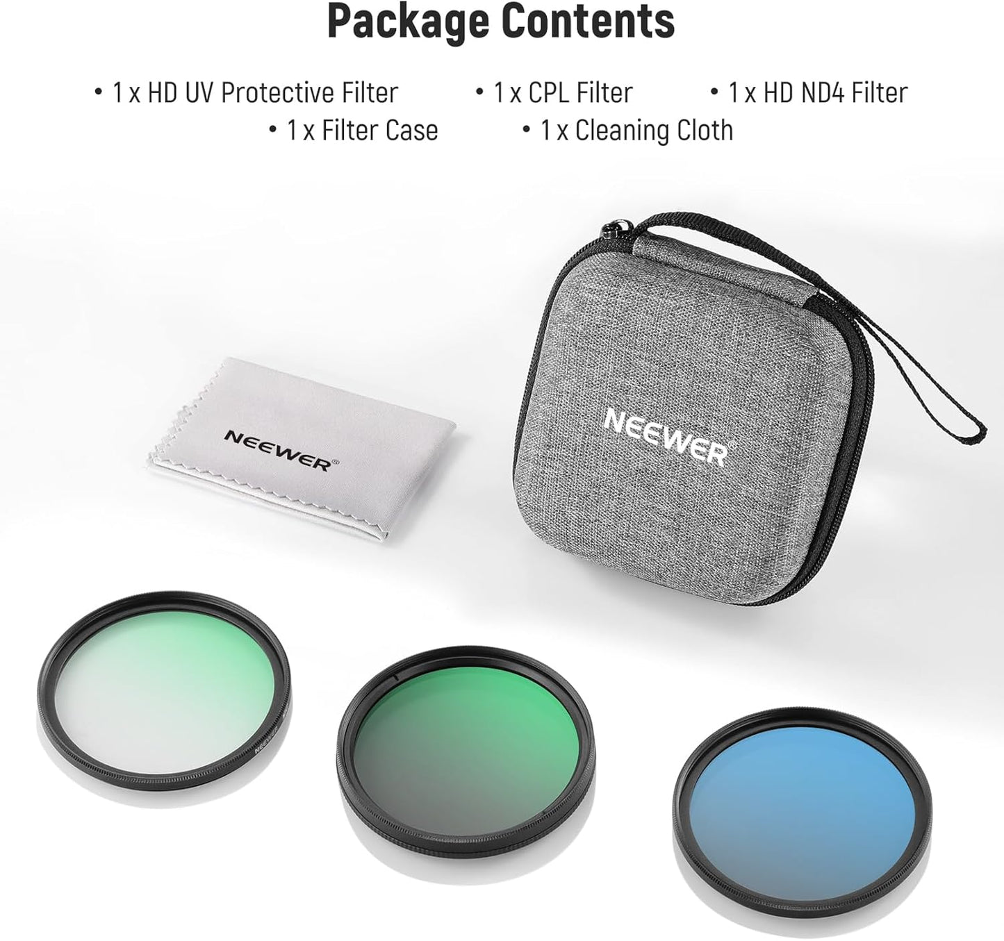 Neewer 10103736 49mm Filter Kit - UV CPL ND4 Lens Filters