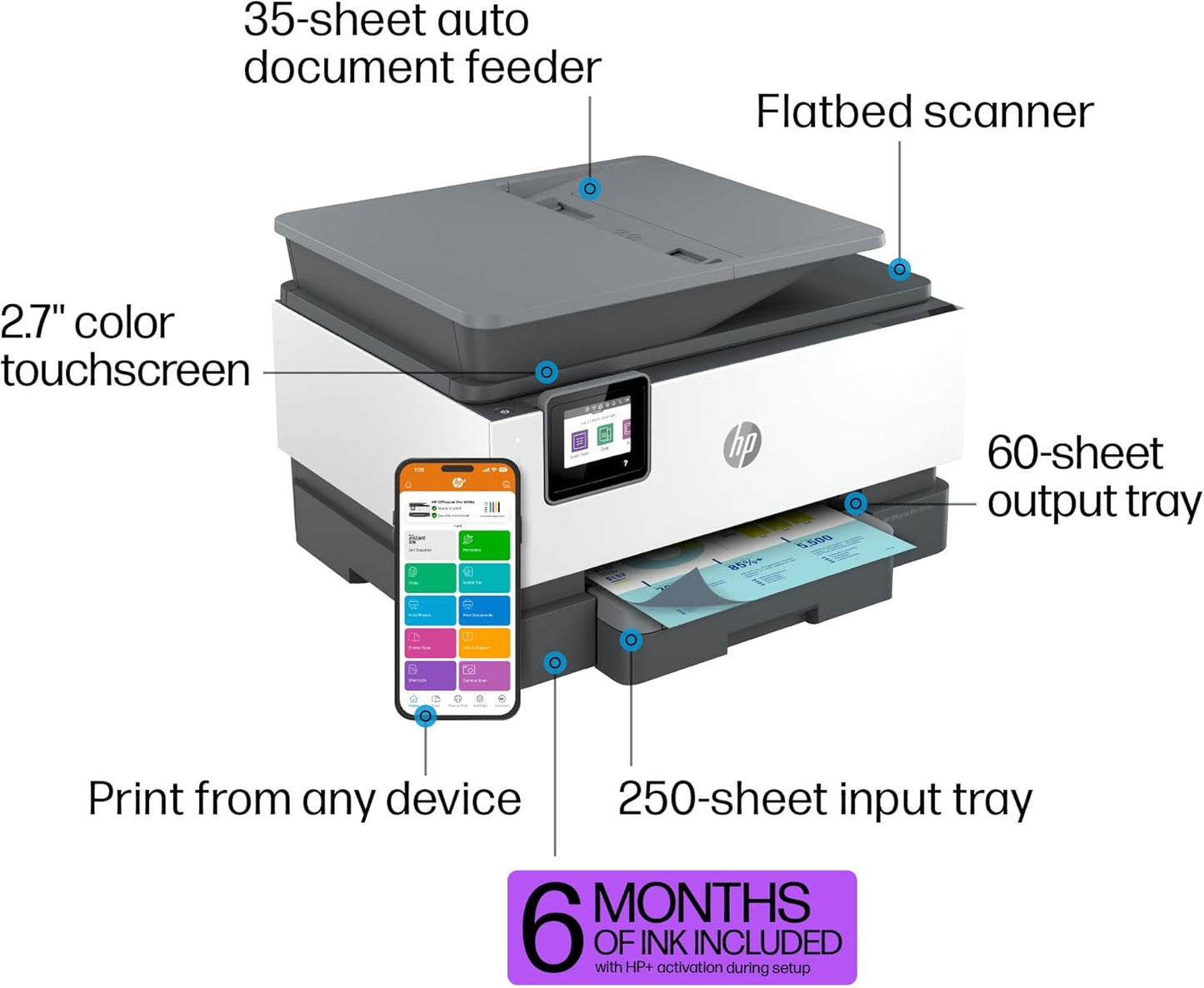 HP 9018e OfficeJet Pro Wireless All-in-One Printer (Renewed)