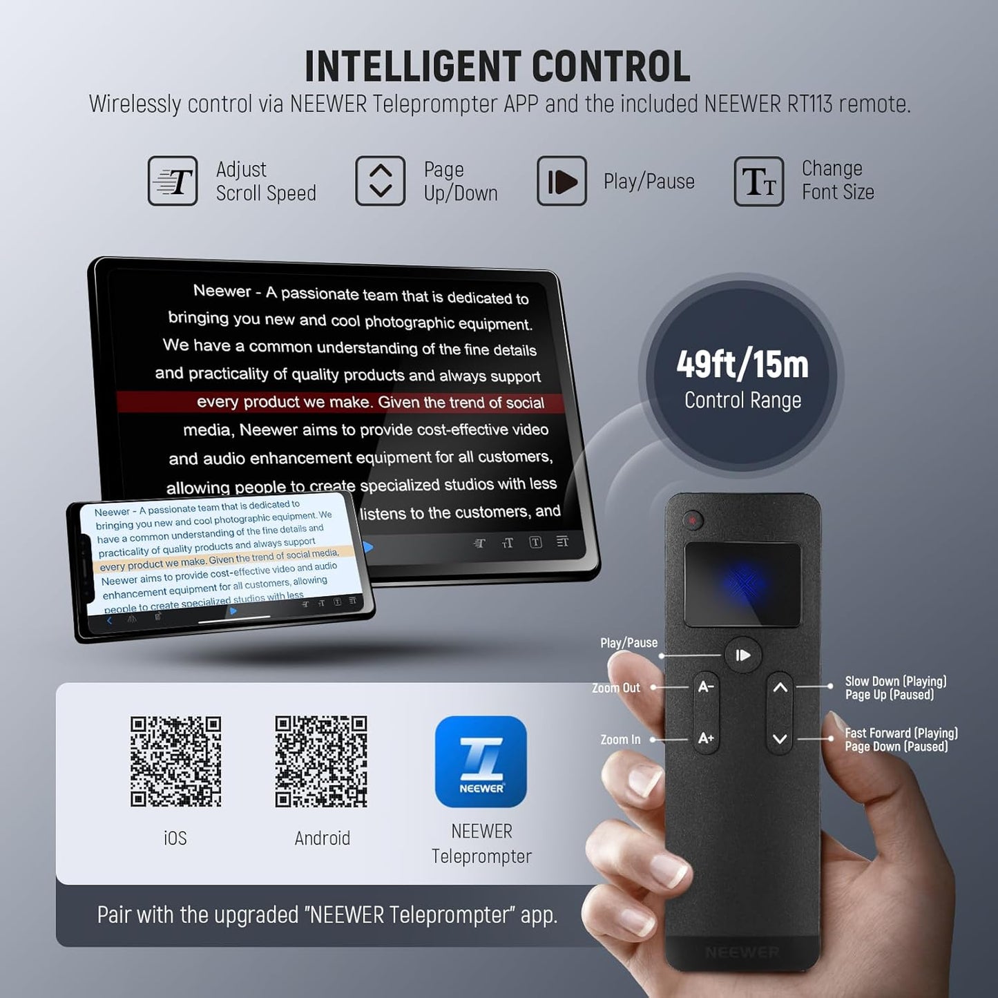 Neewer X12II Teleprompter with Remote & App Control