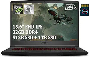 MSI GF65 Thin Gaming Laptop, 15.6" 144Hz, i7, 32GB, RTX 3060, Win10
