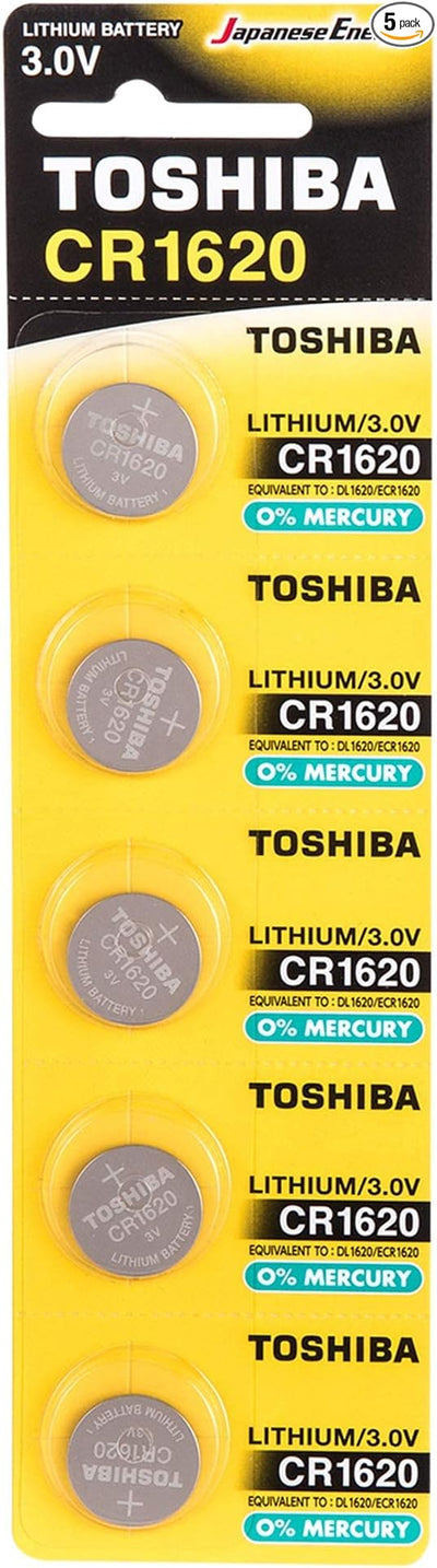 Toshiba CR1620 3V Lithium Coin Battery 5-Pack
