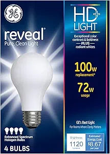 GE Lighting 72W Soft White Reveal Halogen Bulbs 4-Pack — main product image