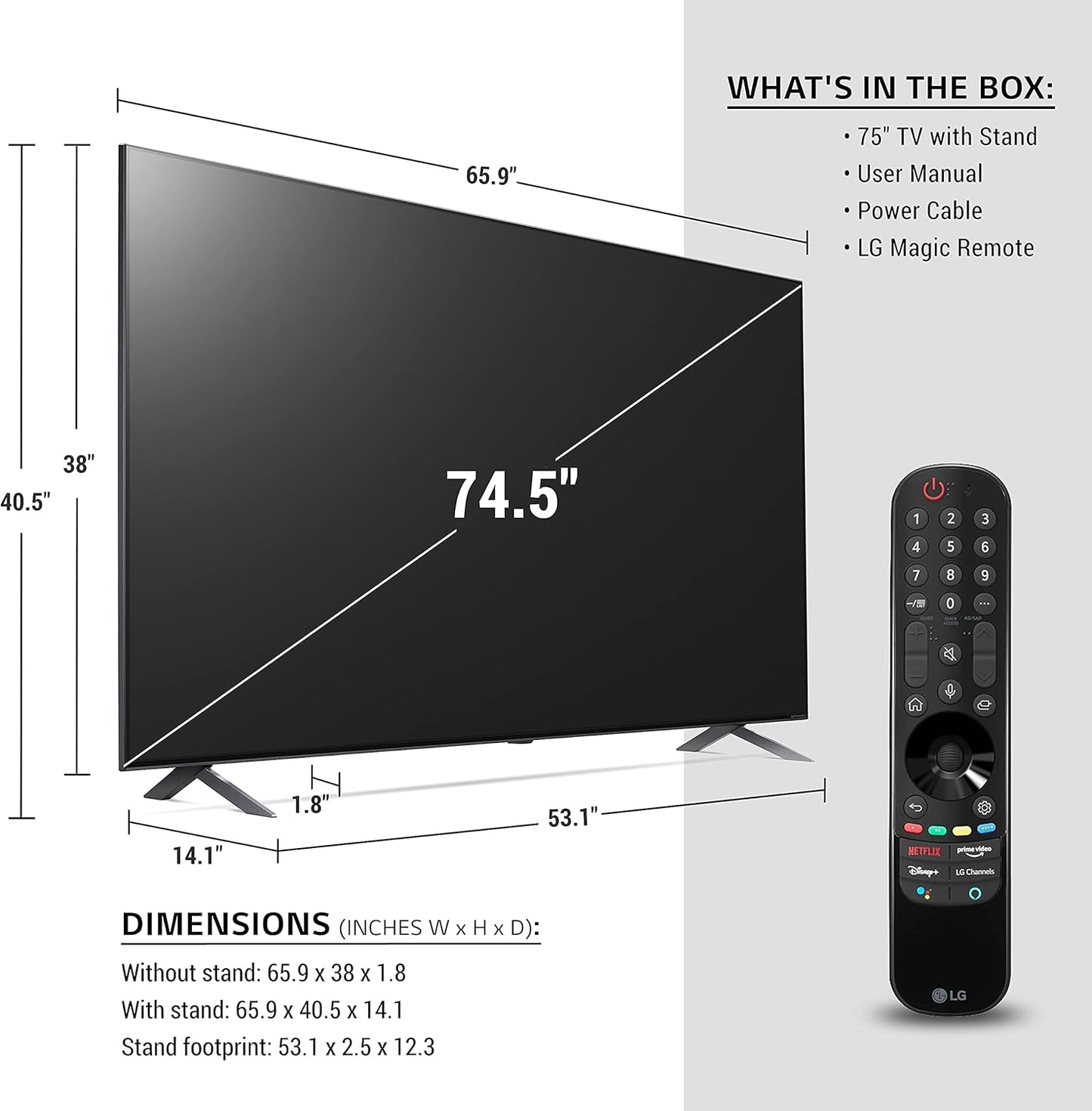 LG 75NANO80UPA 75-Inch 4K NanoCell Smart TV Renewed