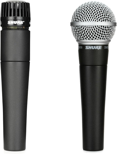 Shure SM57 & SM58 Dynamic Cardioid Microphone Instrument Vocal Set