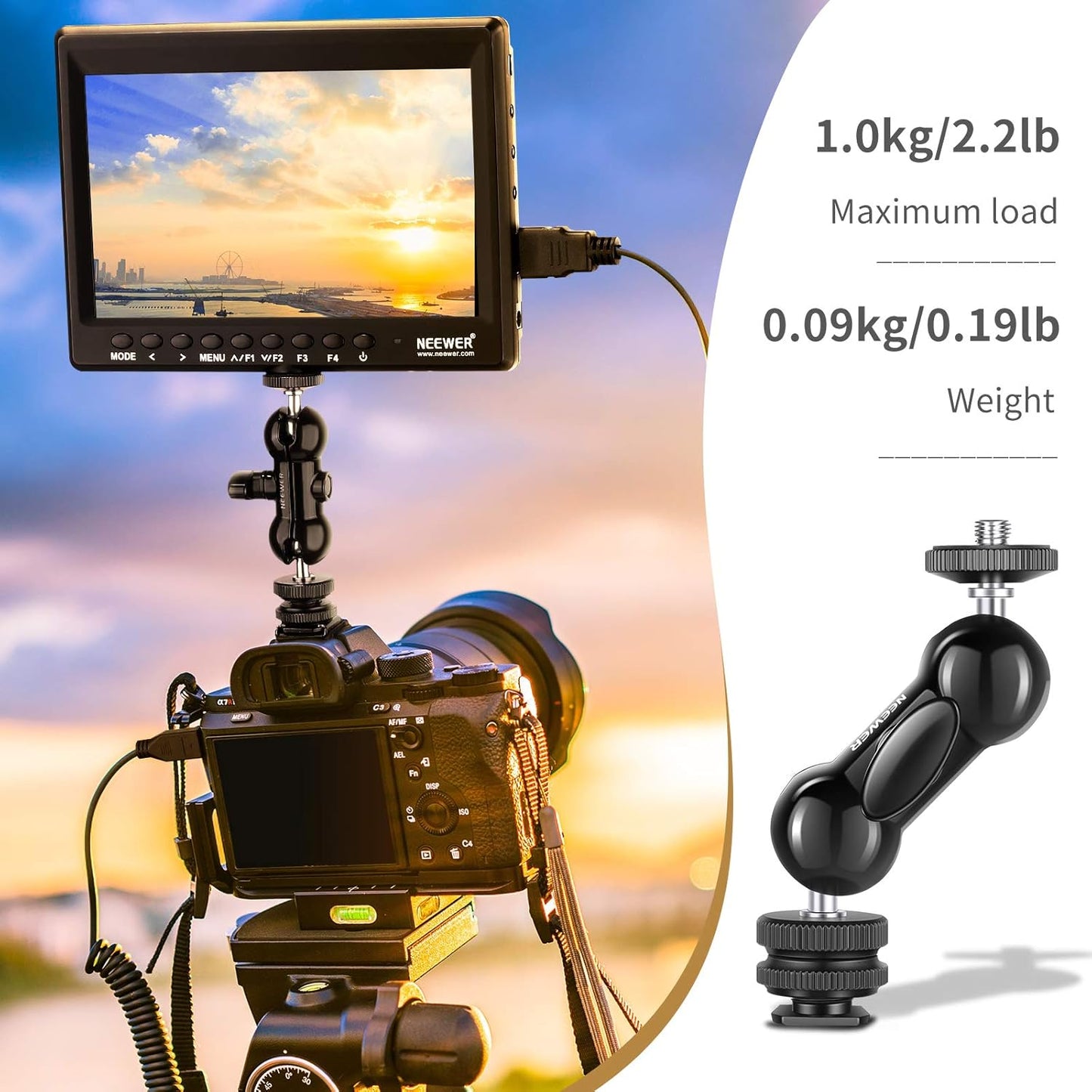 Neewer 10099612 Double Ball Head with Cold Shoe Mount