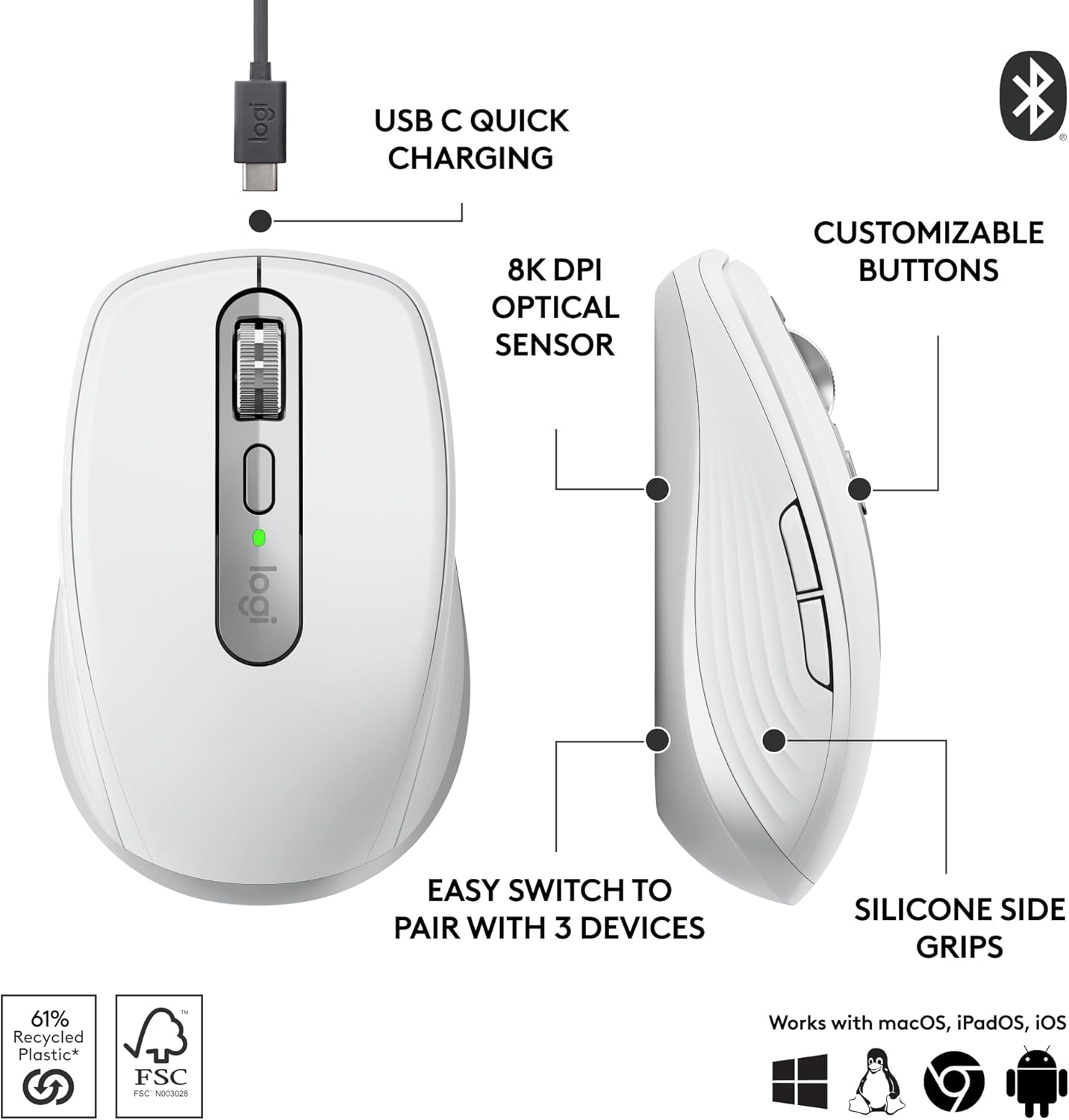 Logitech 910-006926 MX Anywhere 3S Compact Wireless Mouse