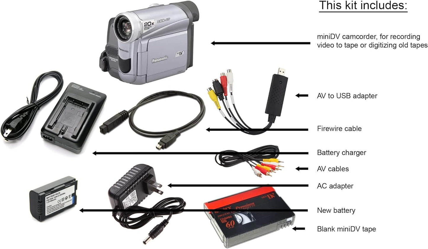 Panasonic PV-GS150 MiniDV Camcorder USB Transfer Bundle