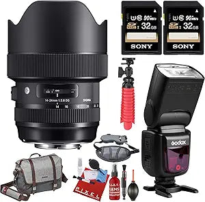 Sigma 212954 14-24mm f/2.8 Canon EF Lens Bundle