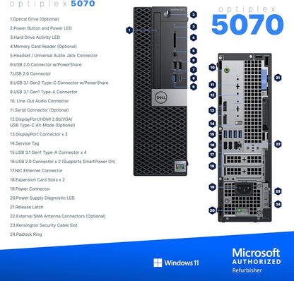 Dell 5070 i5 Workstation, 32GB, 1TB NVMe, P620, Win 11 Pro (Renewed)