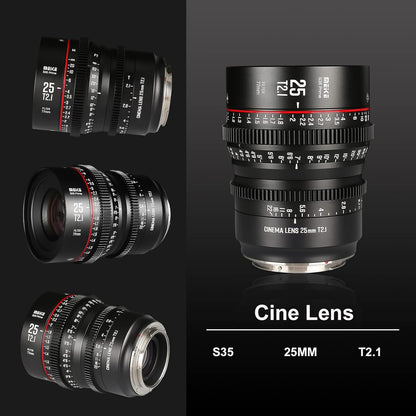Meike 25mm T2.1 S35 Wide Angle Cinema Lens EF Mount