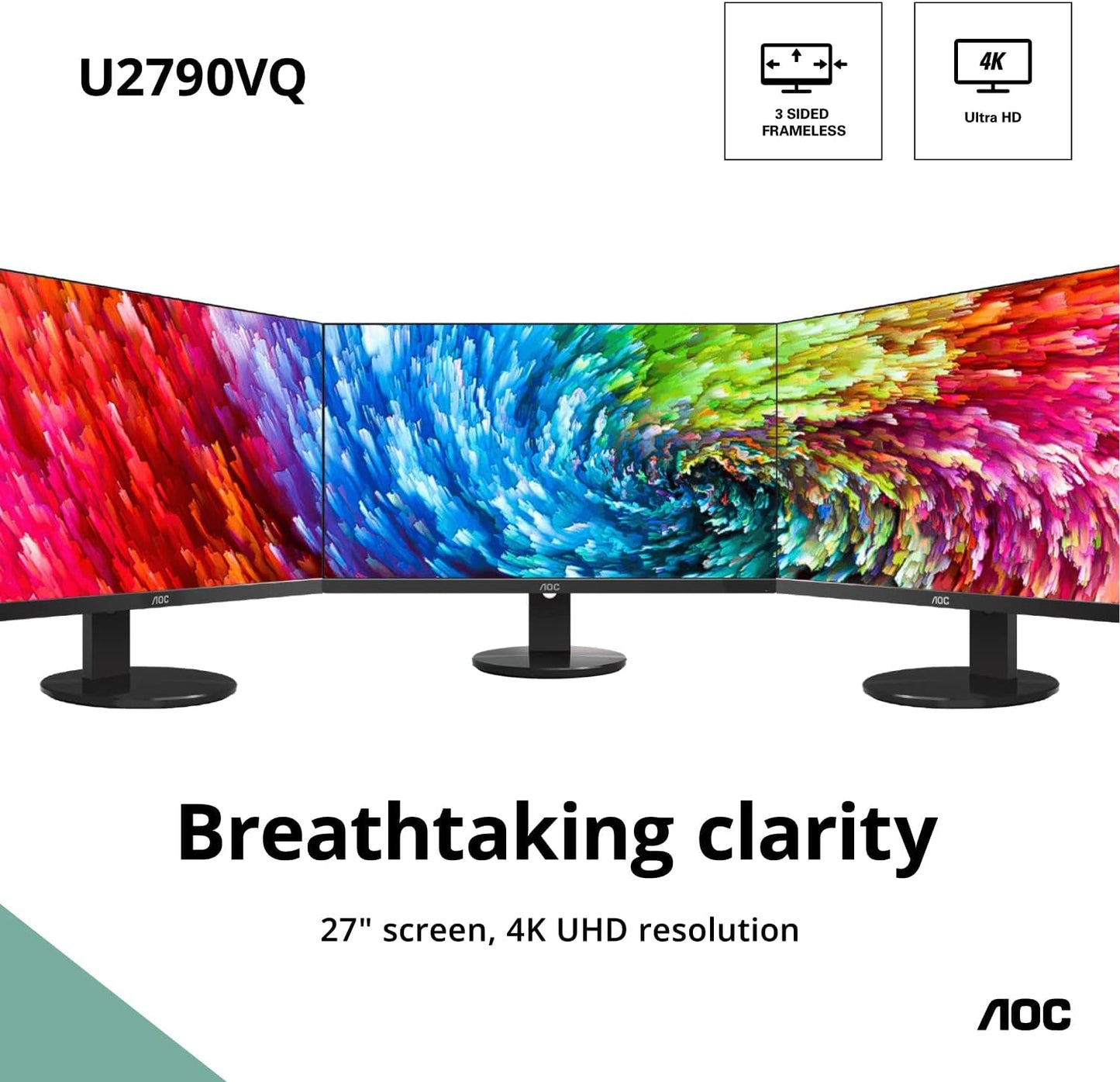 AOC U2790VQ 27" 4K UHD Monitor - Frameless, IPS, 5ms