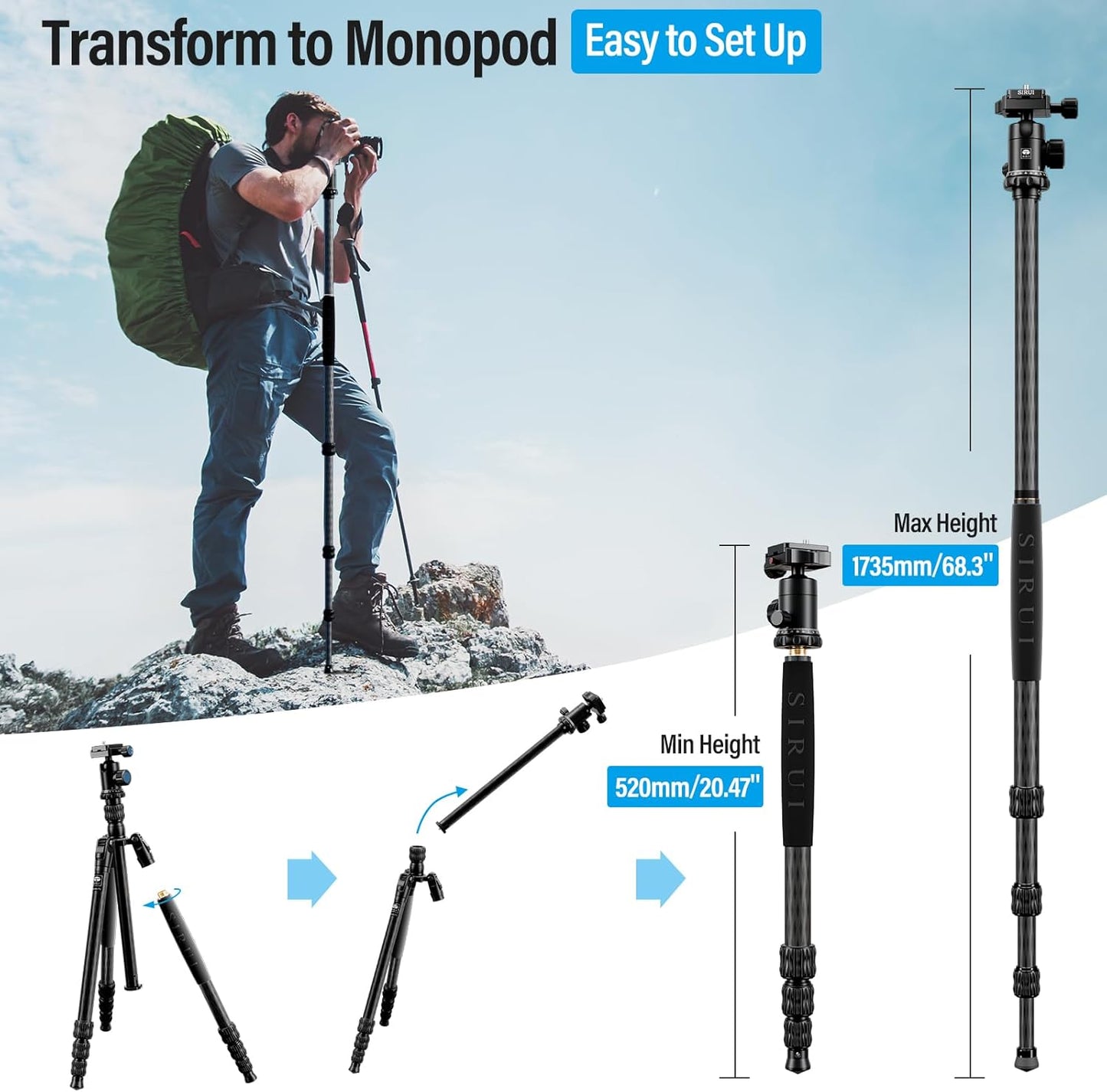 Sirui Traveler 7C Carbon Fiber Tripod with Ball Head
