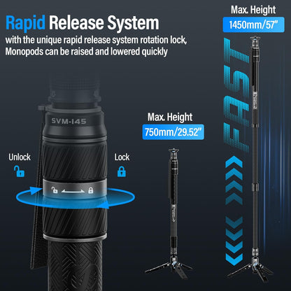 Sirui SIRUI 145 Rapid Carbon Fiber Monopod with Feet