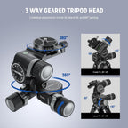 Neewer TH15 3-Way Geared Tripod Head Panoramic