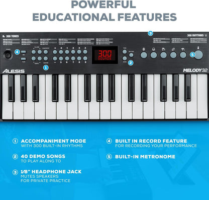 Alesis Melody 32 Beginner Keyboard - 32 Keys with Learning Software