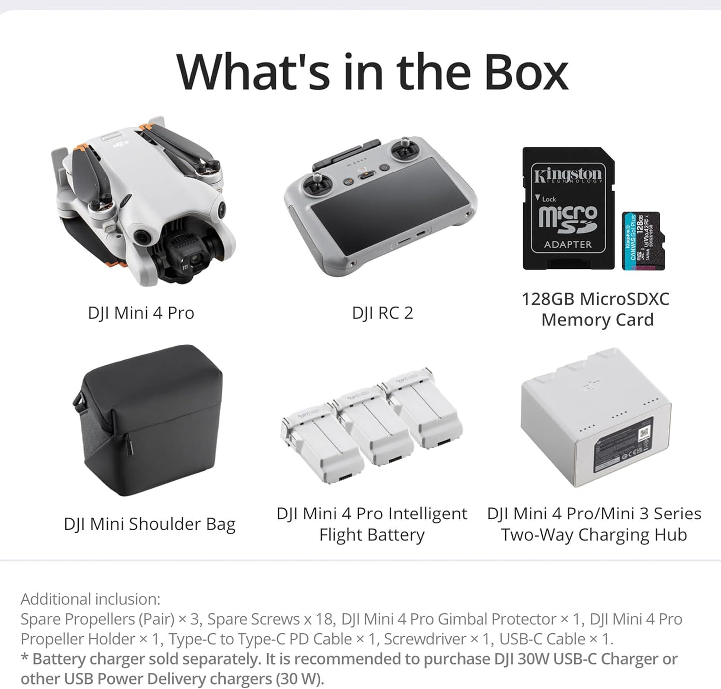 DJI Mini 4 Pro Fly More Combo (DJI RC 2) - Camera Drone with Memory Card