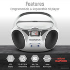 Magnavox MD6924-WH Portable CD Boombox White