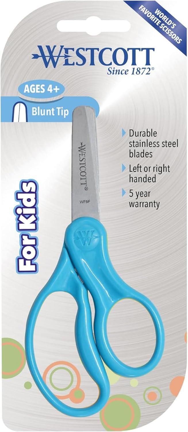 Westcott 15968 Kids Scissors 5-Inch Blunt Tip Blue