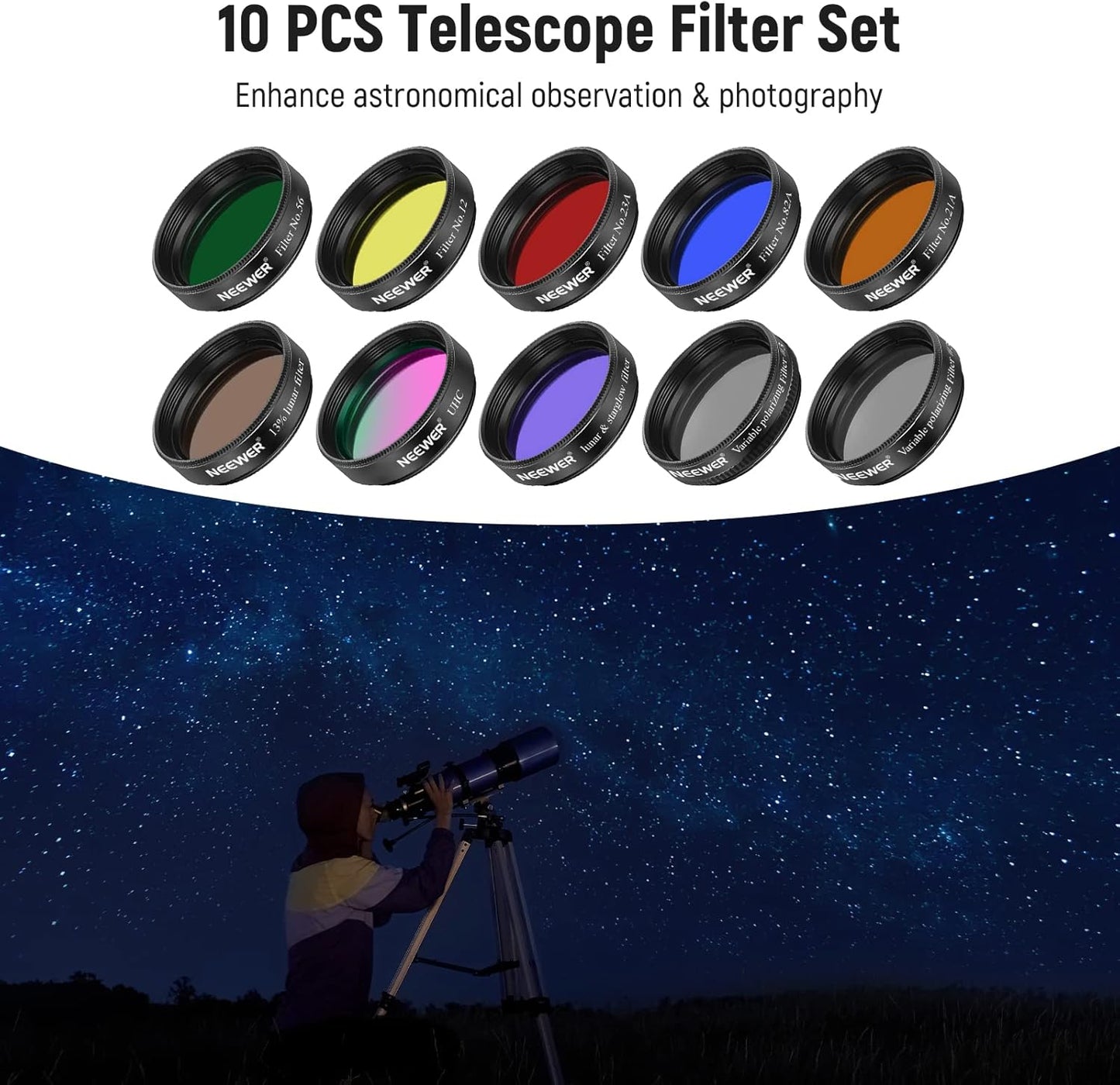 Neewer 10101342 1.25" Telescope Eyepiece Filter Set