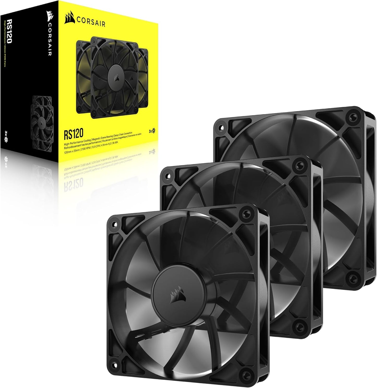 Corsair CO-9050189-WW RS120 120mm PWM Daisy-Chain Fans (3-Pack)