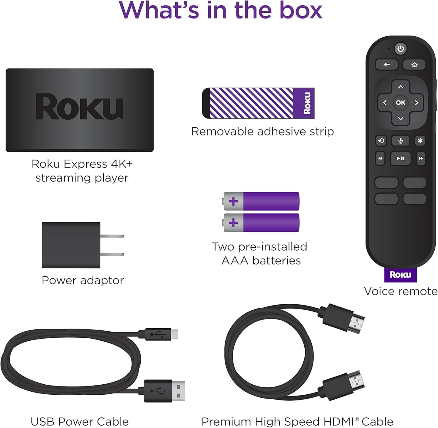 Roku 3941R2 Express 4K+ Streaming Device with Voice Remote