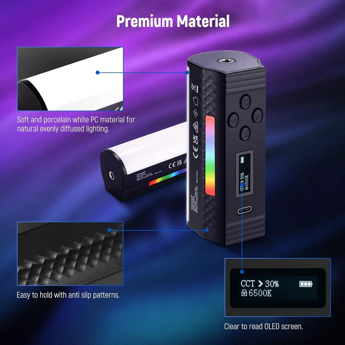 Neewer TL96RGB Handheld RGB LED Video Light Wand Magnetic