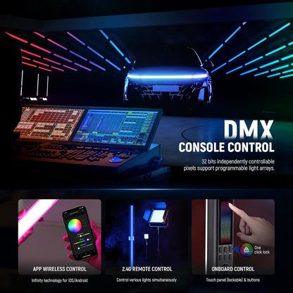 Neewer TL120C RGB Tube Light: 42W, APP/2.4G/DMX Control