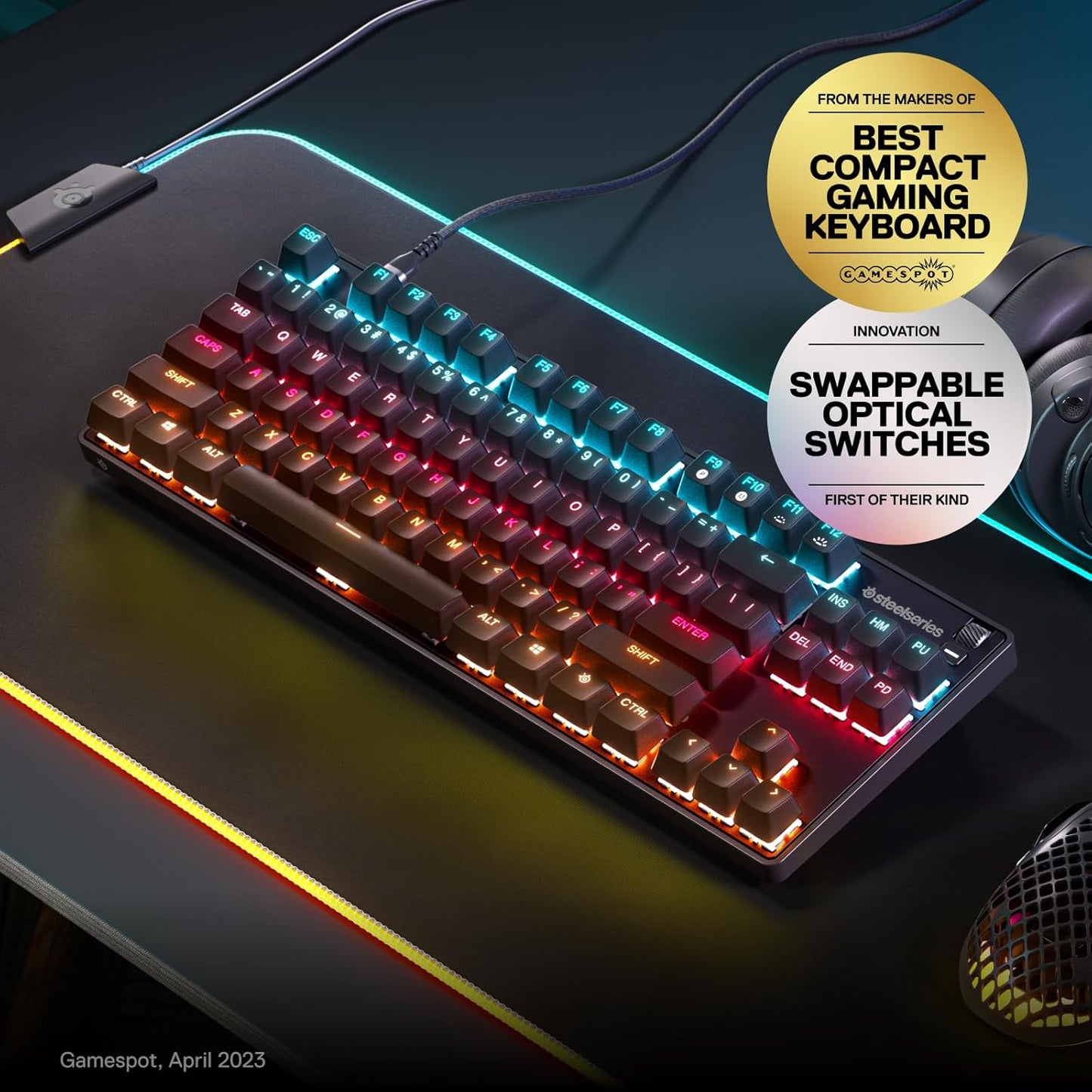 SteelSeries NewApex9TKL Optical Mini Gaming Keyboard (Renewed)