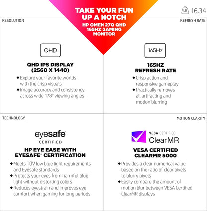 HP OMEN 27Q 27" QHD 165Hz Gaming Monitor