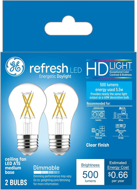 GE 46661 Refresh LED 60W Daylight Fan Bulbs 2-Pack