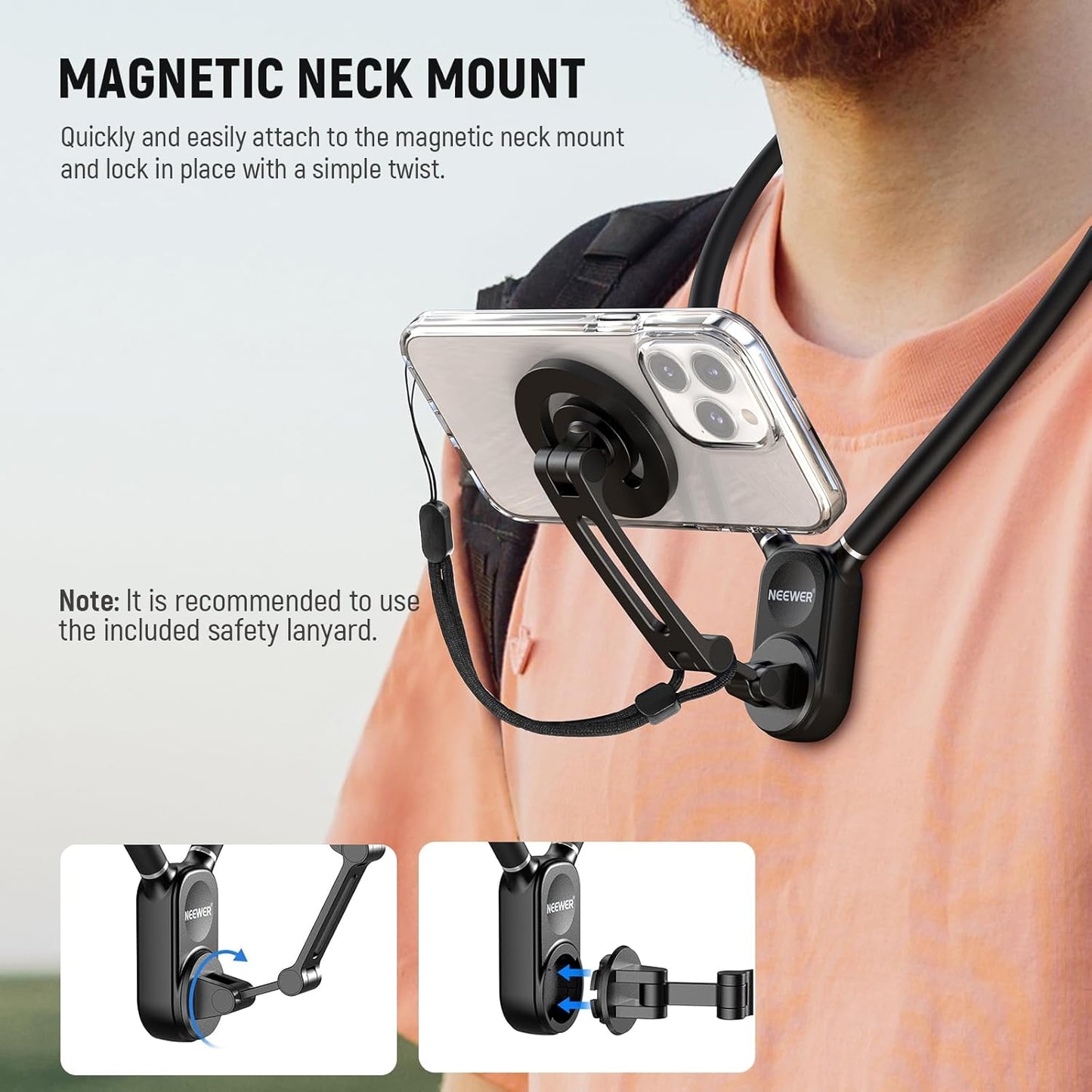 Neewer 10104245 Magnetic Neck Mount Action Camera Holder