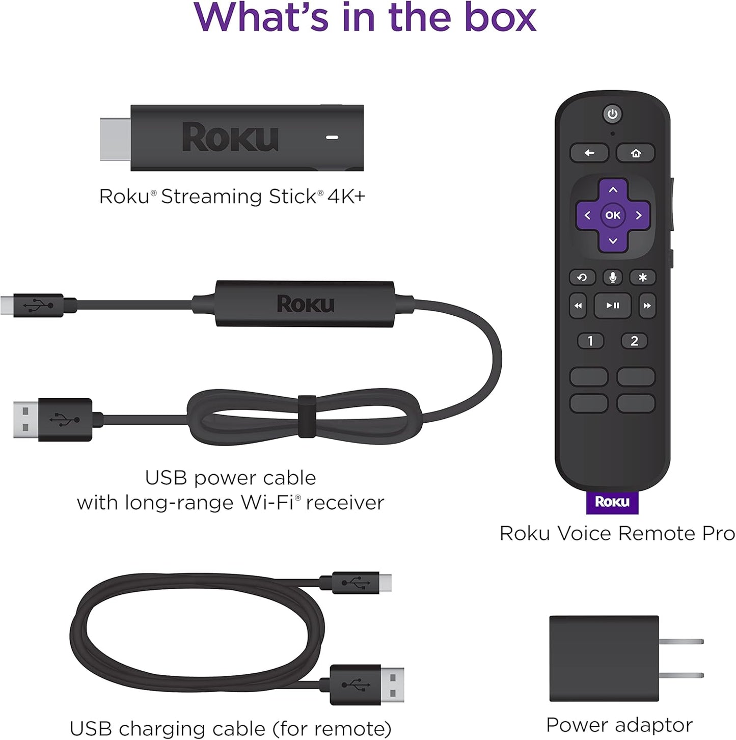 Roku 3821R2 Streaming Stick 4K+ Voice Remote Pro