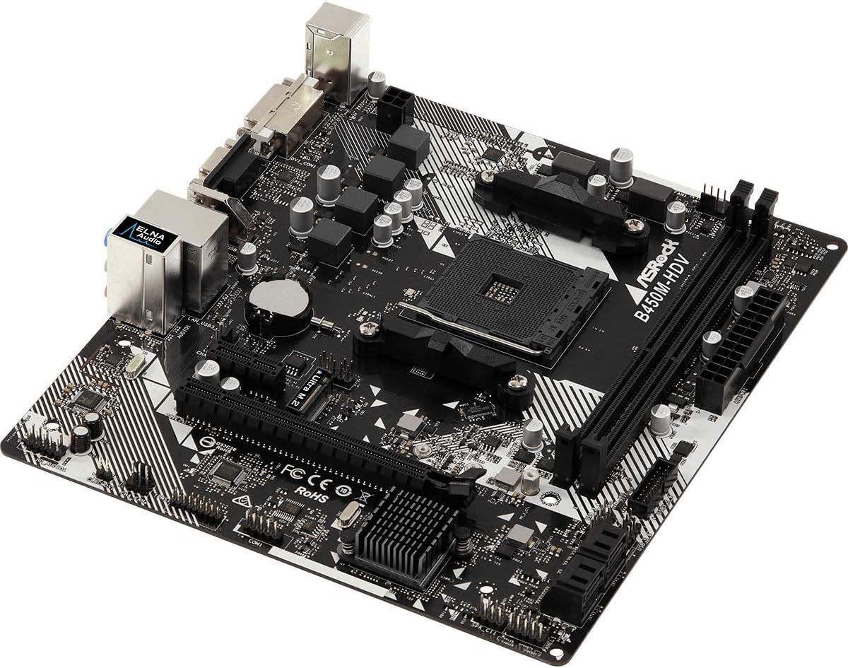 ASRock B450M-HDV R4.0 AMD Ryzen AM4 Micro ATX Motherboard
