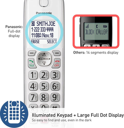 Panasonic KX-TGD863W Cordless Phone Answering Machine 3-Handset