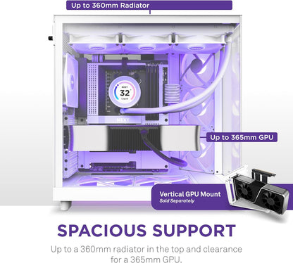 NZXT CC-H61FW-R1 H6 Flow RGB Mid-Tower Case White