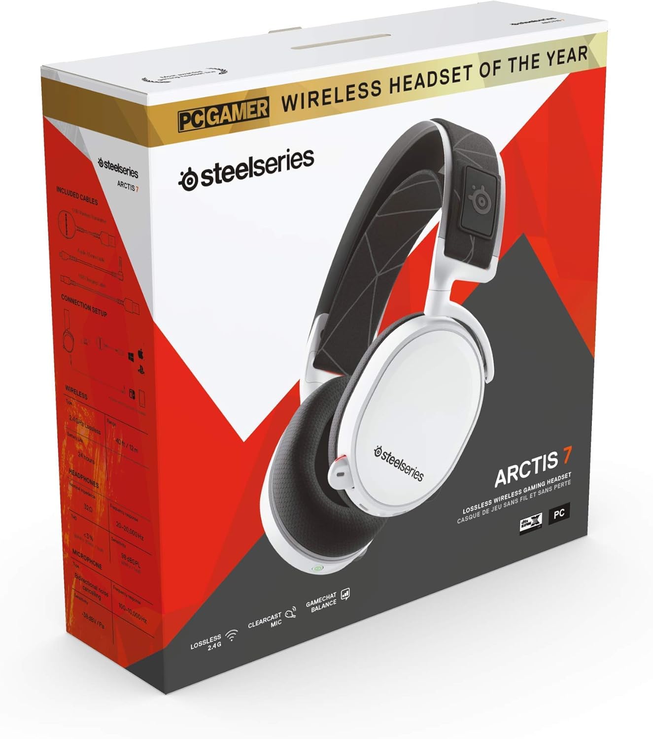 SteelSeries Arctis 7 White Wireless Gaming Headset Renewed